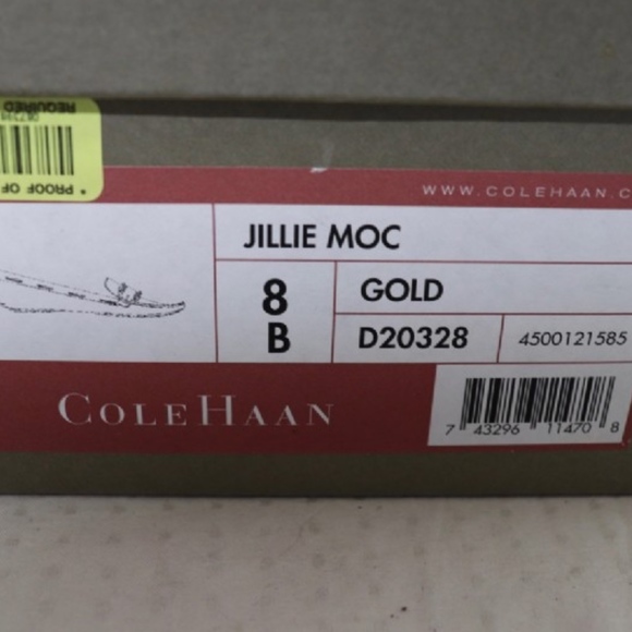 Cole Haan Jillie Moc Gold Flats, Size 8, With Box - Picture 3 of 6